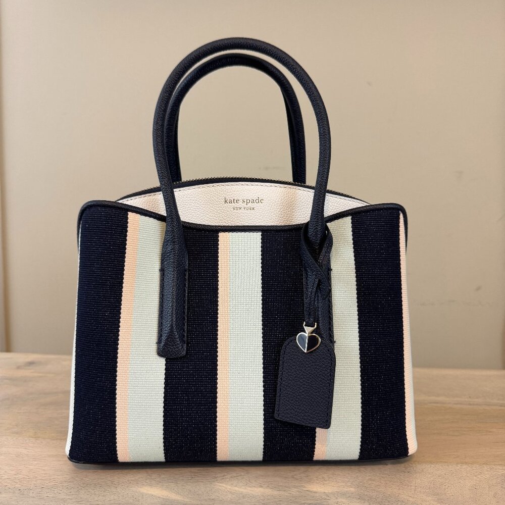 Kate Spade Margaux Canvas Stripe Medium Satchel, NWT